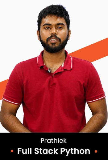 Prathiek — placed full stack Python student of Teks Academy Hyderabad